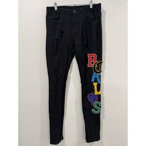 Young & Reckless Distressed Embroidered Jeans 31x34 Men Jeans